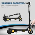 Trotinete Elétrica Dobrável com Velocidade Máx. 12 km/h Motor 120 W Autonomia Máxima 10 km e Farol LED 75x48x93 - 105 cm Preto
