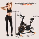 Bicicleta Estática com Resistência Ajustável Volante de Inércia de 8kg Ecrã LCD Assento e Guiador Ajustáveis 103x48x115cm Preto e Laranja