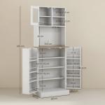 Armário de Cozinha Armário Alto de Cozinha com 3 Portas Prateleiras Ajustáveis e Prateleiras na Porta 60x35x169 cm Branco