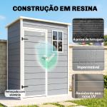 Abrigo de Jardim 1,14 m² 151x92x193 cm Abrigo de Exterior Metálico com Chão Porta de Correr Janela e Teto Inclinado Cinzento
