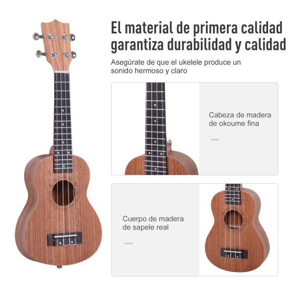 Ukelele 21 Polegada Ukelele Soprano de Iniciação para Iniciantes Ukelele Concerto Hawaiian Cordas Aquila Nylon Material Madeira 53x17,5x6,2cm