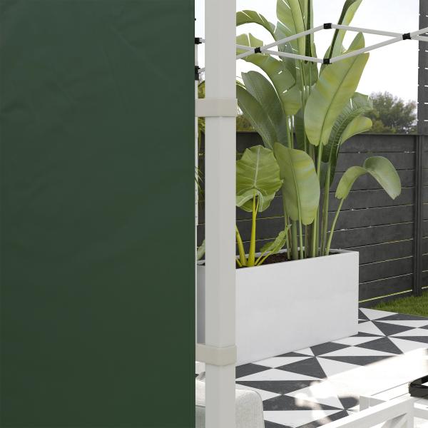 Paredes Laterais para Tenda de 2 Painéis 295x195 cm com Janela Enrolável e Porta com Fecho de Correr para Tenda 3x3 m ou 3x6 m Verde