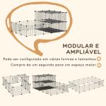 Recinto para Pequenos Animais Recinto Metálico para Animais com Forma Personalizável para Coelhos Porquinho da Índia 175x105x70 cm Preto