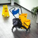 Balde de Esfregona 26 L com Rodas, Sistema de Espremedor, Asa de Transporte e Duplo Compartimento 78x45x95 cm Multicolor