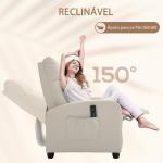 Poltrona de Massagem Reclinável com 2 Zonas de Massagem 8 Programas e 5 Níveis de Intensidade 68x88x98 cm Creme