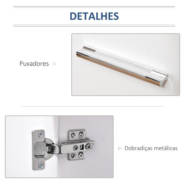 Armário de Armazenamento Moderno Móvel para Armazenamento com Rodas Armário e Prateleiras 60x35x65cm Branco
