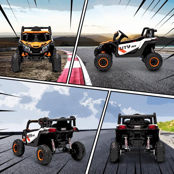Carro Elétrico para Crianças 12V com 2 Motores Controlo Remoto 2,4G Velocidade até 7 km/h e USB 96x61x56 cm Laranja