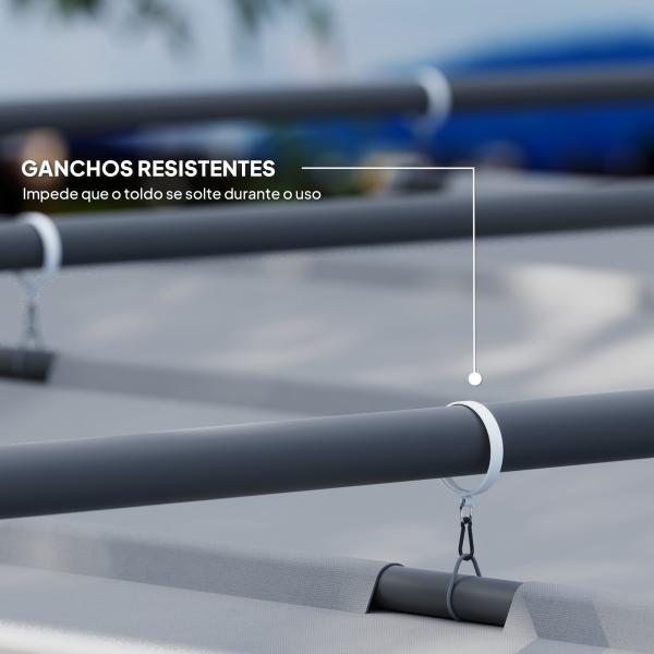 Pérgola com Telhado Retrátil Pérgola de 3x3 m com Fecho Magnético Proteção UV30+ Pérgola para Jardim Cinzento