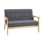 Sofá de 2 Lugares com Encosto e Almofadas Acolchoados Pés de Madeira Antiderrapantes para Sala de estar Dormitório Oficina 114x66x69 cm Cinza