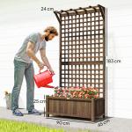 Floreira com Treliça de Madeira Caixa de Plantio com Suporte para Plantas Trepadeiras 90x45x183cm Marrom Escuro