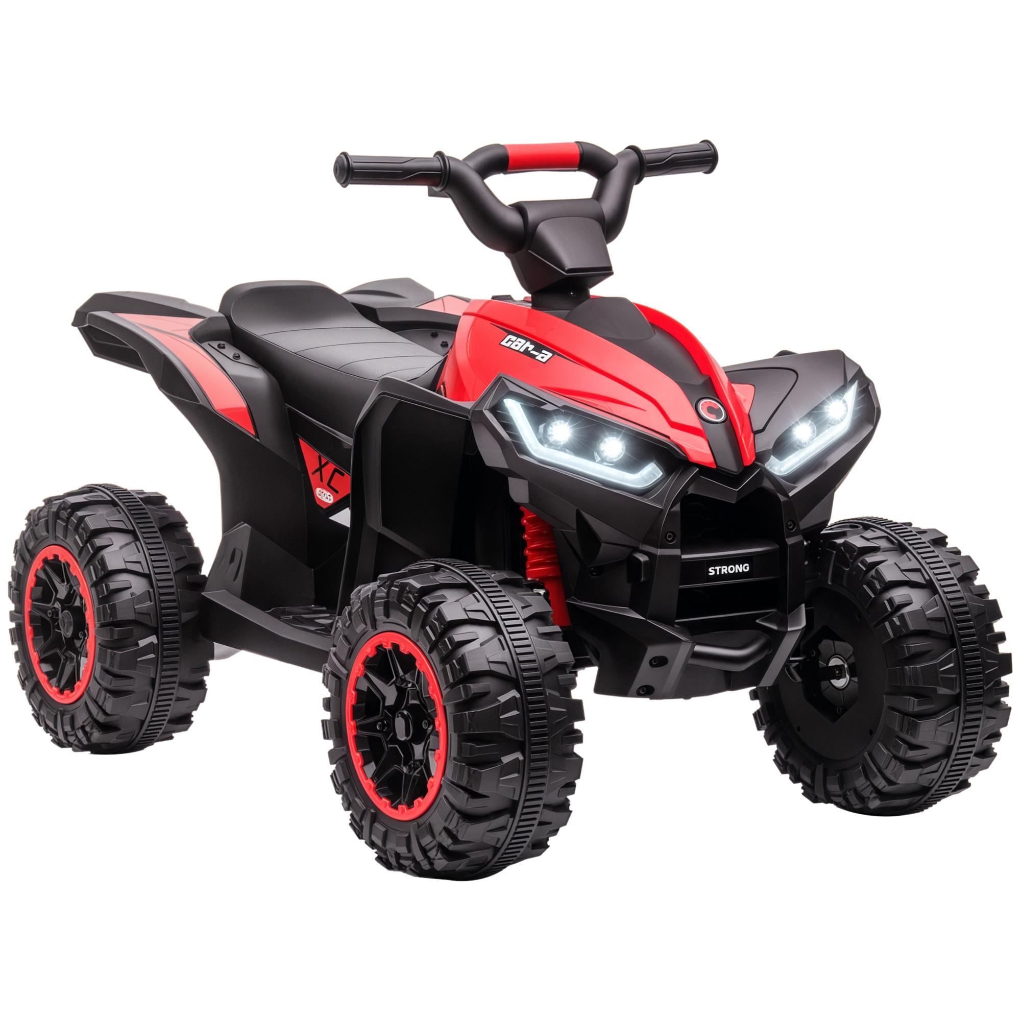 Quadriciclo Elétrico para Crianças de 3 - 5 Anos Veículo Eléctrico a Bateria 12V com 2 Motores 83x53x55,5cm Vermelho