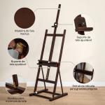 Cavalete de Pintura 230 cm com Altura e Ângulo Ajustáveis Arrumação para Adultos Artistas Pintores Castanho