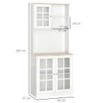 Armário de Cozinha com Prateleiras e Portas de Vidro para Pequenos Eletrodomésticos e Louças 80x37x183cm Branco