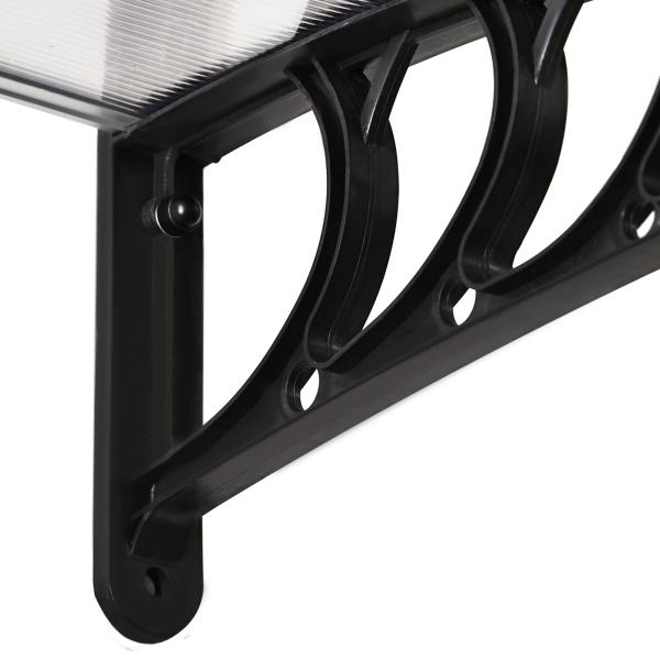 Marquise de Proteção para Portas e Janelas 122x89x24 cm Transparente e Preto