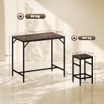 Conjunto de Mesa de Bar com 4 Bancos com Apoio para os Pés Mesa de 100x60x88cm e Bancos de 32x32x57cm Preto e Nogueira