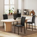 Conjunto de 4 Cadeiras de Sala de Jantar Estofadas com Pés de Metal Cadeiras Modernas 41x50x91 cm Preto