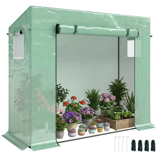 Estufa de Jardim Pequena Estufa de Exterior com Janelas e Estrutura de Aço Estufa de Cultivo 200x76x168 cm Verde