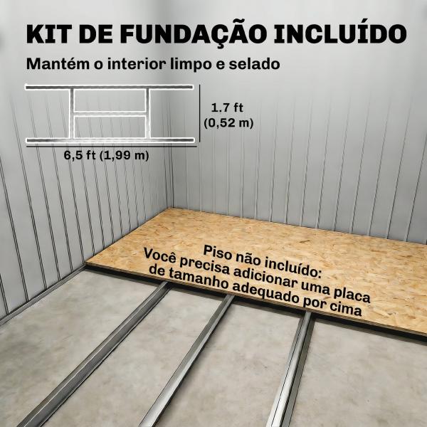 Abrigo de Jardim 213x130x172 cm Abrigo de Exterior de Aço Galvanizado com Porta Corredeira para Armazenamento Cinza Claro