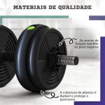 Kit de Halteres 15 kg 2 em 1 com Barra de Pesos Pega Antiderrapante para Treino de Força Preto Verde
