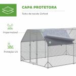 Galinheiro para Exterior Grande de Aço Galvanizado 280x380x195 cm Gaiola para Galinhas com Cobertura de Tecido Oxford Prata