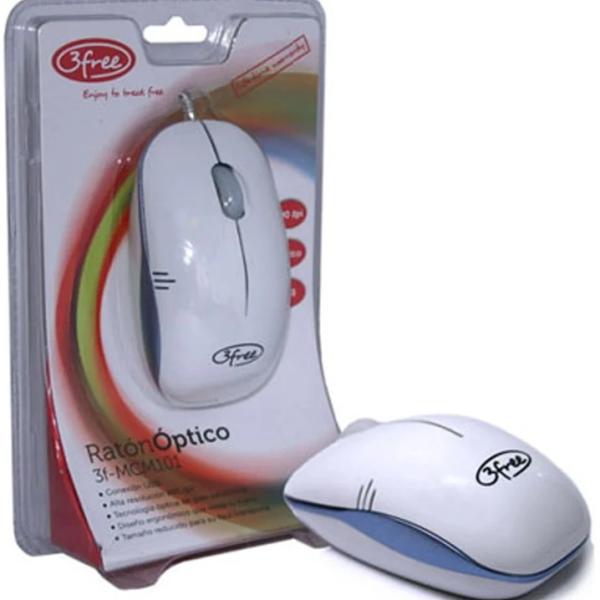 Rato Óptico USB 1600DPI (Branco/Azul) - 3FREE