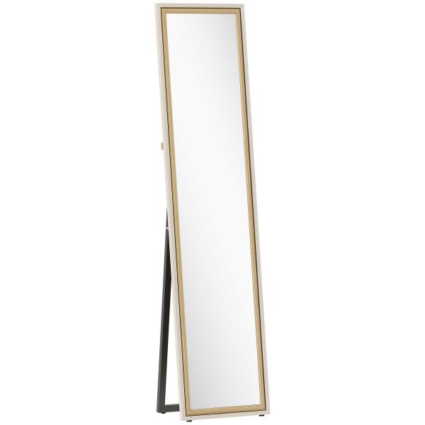 Espelho de Pé 157x37 cm Espelho Corpo Inteiro Grande com Moldura Bicolor para Utilizar Inclinado ou Suspenso Madeira