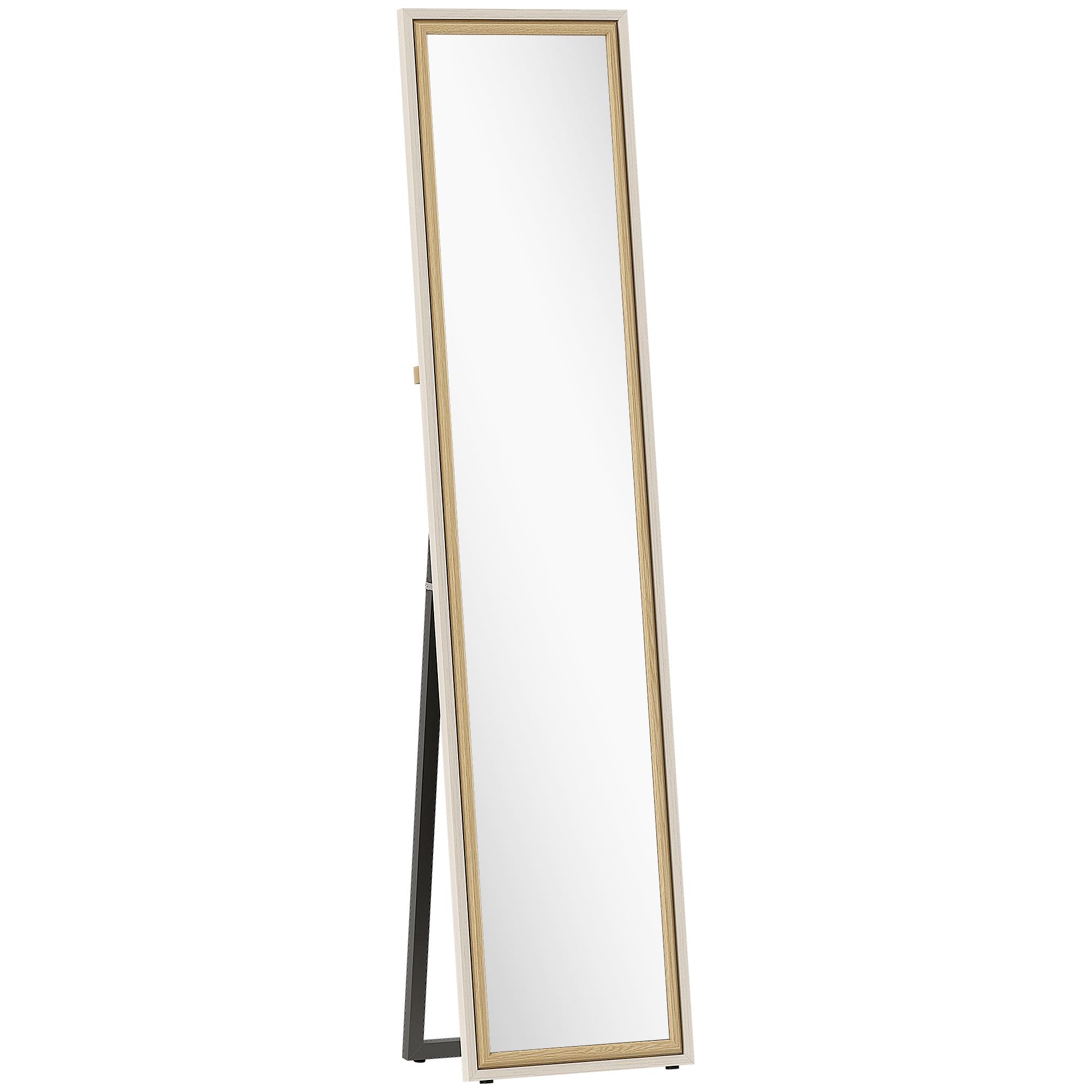 Espelho de Pé 157x37 cm Espelho Corpo Inteiro Grande com Moldura Bicolor para Utilizar Inclinado ou Suspenso Madeira