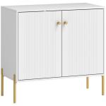 Aparador Moderno de 2 Portas Prateleiras Ajustáveis Bancada com Efeito Mármore e Pés de Aço 80x39,1x76 cm Branco