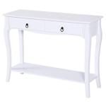 Mesa Tipo Consola para Sala de Estar Consola para Entrada com 2 Gavetas e Prateleira Inferior 100x33x75cm Branco
