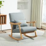 Poltrona Baloiço Moderna Poltrona de Amamentação com Almofada Lombar e Base de Madeira 65x87x84 cm Cinza Claro