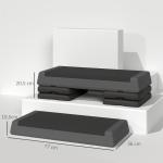 Step para Fitness Antideslizante Altura Regulável 3 Níveis de 10,5/15,5/20,5 cm Capacidade 250 kg 77x36x20,5 cm Cinza e Preto