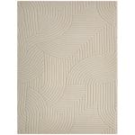 Tapete Sala de Estar 160x120 cm Tapete Pelo Curto Estilo Moderno Base Antiderrapante Tecida à Máquina Creme