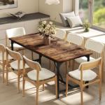 Mesa de Refeição Retangular para 6 - 8 Pessoas Mesa de Cozinha Industrial com Pés de Metal 180x80x75,5 cm Castanho Rústico