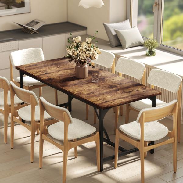 Mesa de Refeição Retangular para 6 - 8 Pessoas Mesa de Cozinha Industrial com Pés de Metal 180x80x75,5 cm Castanho Rústico