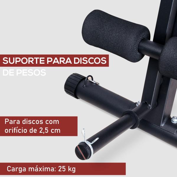 Banco de Musculação com Encosto Ajustável em 7 Posições Extensão de Pernas Apoio para Bíceps e Banda de Resistência para Treino Completo em Casa 54x160x106cm Preto e Vermelho