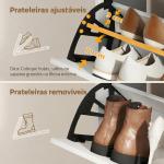 Sapateira Estreita com 2 Compartimentos Abatíveis Armário e Prateleiras Ajustáveis 10 - 14 Pares de Sapatos 110x25x110,6 cm Branco