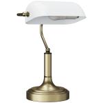 Candeeiro de Mesa Banqueiro Candeeiro de Mesa Vintage E27 com Ecrã Orientável a 45° 26,8x22x39,5 cm Branco