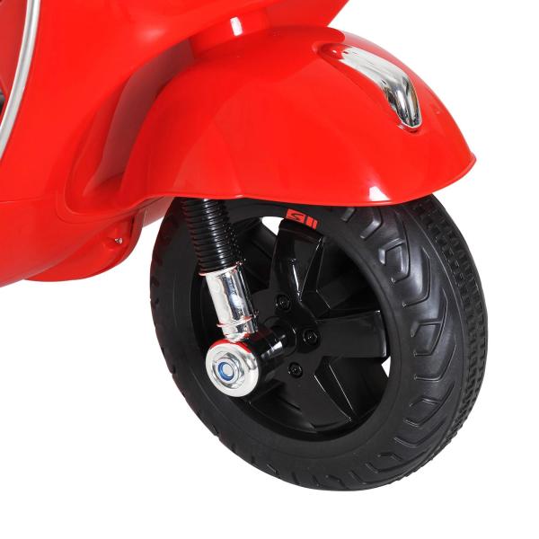 Mota Elétrica para Crianças com Licença Vespa com Música Velocidade 2 - 3 km/h e Buzina 102x50,5x75,5 cm Vermelha