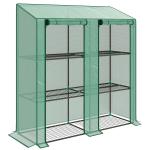 Estufa de Jardim de 3 Níveis Estufa de Terraço com Prateleiras para Cultivo de Plantas em Pátio 143x46x141/151 cm Verde