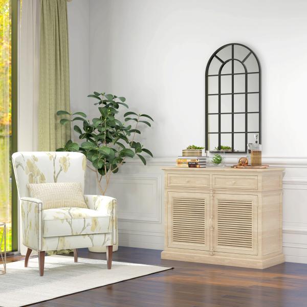 Espelho Decorativo de Parede Moderno 65x110 cm com Estrutura de Metal para Sala de Estar Corredor Entrada Preto
