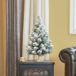 Árvore de Natal Artificial 60cm com 67 Ramos Ignífugos e Base de Cimento Decoração de Natal para Mesa Escritório Ø32x60cm Verde e Branco