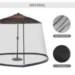 Rede Mosquiteira para Chapéus de Sol de Jardim Ø3m Cobertura de Rede de Chapéu de Sol com Zíper e Tubo Enchido com Água para Terraço Balcão Exterior Preto