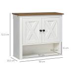 Armário Casa de Banho de Parede com 2 Portas e Prateleiras de Armazenamento 60x19,5x52,5 cm Branco e Madeira