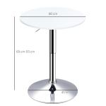 Mesa de bar ajustável em altura com base redonda e antideslizante para cozinha sala de jantar Ø60x69 - 93 cm Branco