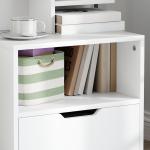 Mesa de Cabeceira de Madeira Moderna com Gaveta e Prateleiras de Armazenamento 45x35x73 cm Branco