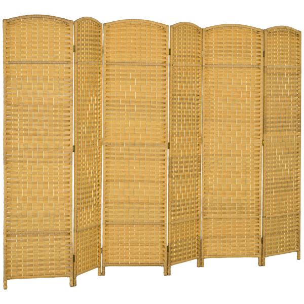 Biombo Dobrável de 6 Painéis Divisor de Ambientes 270x180 cm Ecrã de Privacidade de Polipropileno Madeira