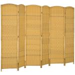 Biombo Dobrável de 6 Painéis Divisor de Ambientes 270x180 cm Ecrã de Privacidade de Polipropileno Madeira