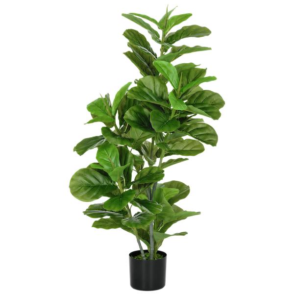Planta Artificial Ficus 110 cm Planta Artificial com 90 Folhas Musgo e Vaso Planta Artificial Decorativa para Interior e Exterior Verde
