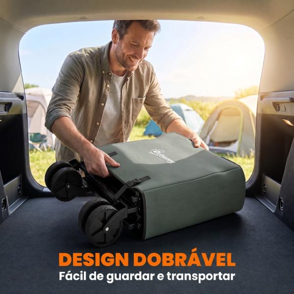Carrinho de Transporte com Rodas Carrinho de Jardim Dobrável com Puxador Telescópico Ajustável Porta Traseira Expansível 114x46x65 - 92 cm Verde