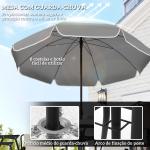 Conjunto de Mesa e Cadeiras de Jardim de 6 Peças com 4 Cadeiras Dobráveis Mesa de Vidro e Chapéu de Sol Creme